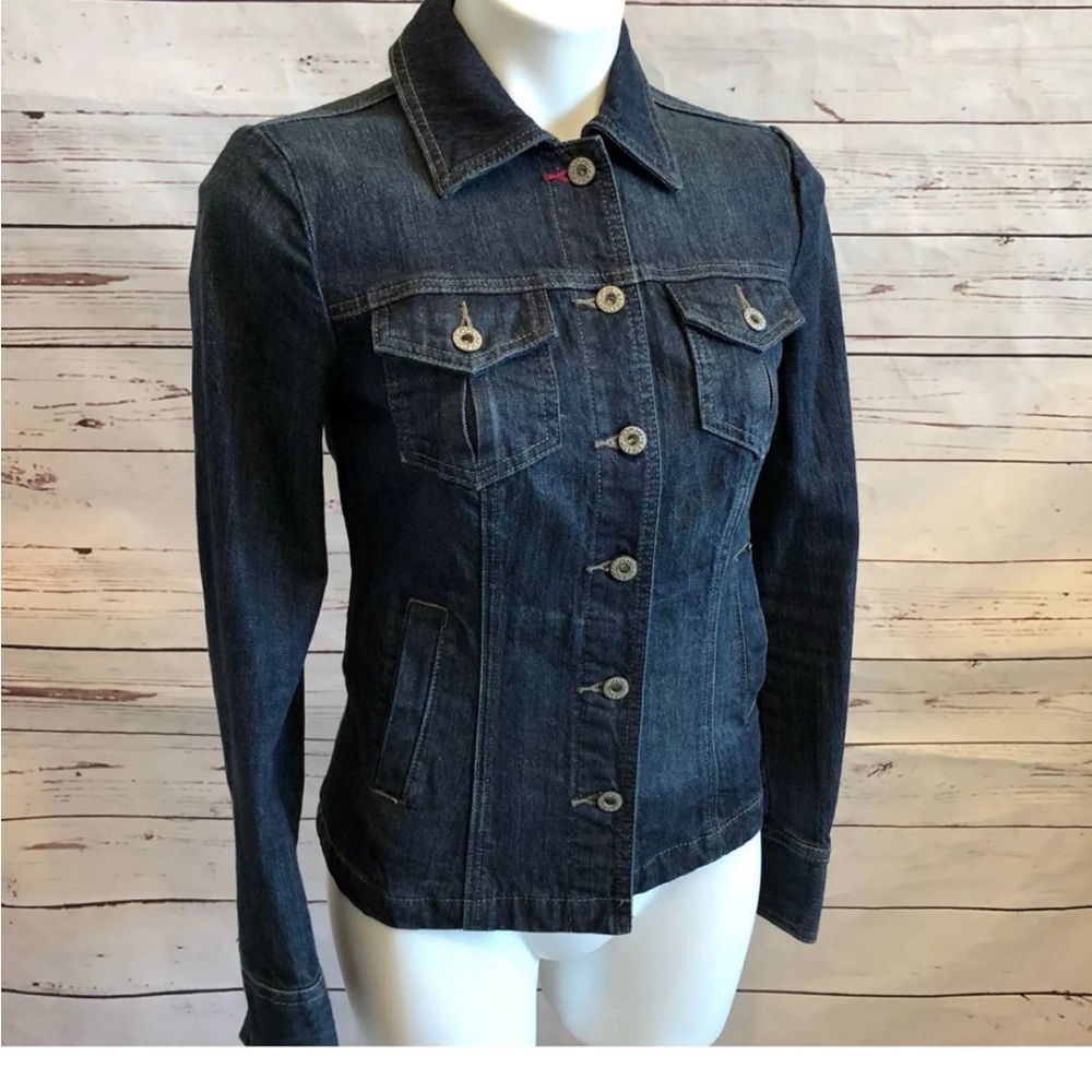 Tommy Hilfiger Denim Jacket SIZE XS Blue Denim Button Front Chest Pockets